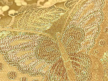 平和屋着物▼六通柄袋帯　献上梅唐草文　金糸　正絹　逸品　DABH6448az