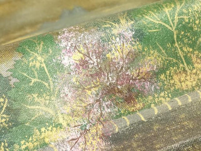 平和屋着物▼太鼓柄袋帯　作家物　枯山水　手描き　引箔　正絹　逸品　DABH6452az