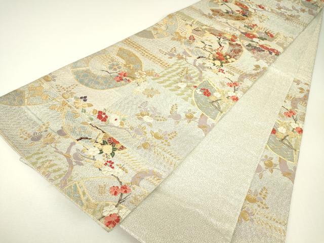 平和屋着物▼六通柄袋帯　地紙花文　金糸　正絹　逸品　DABH6457az