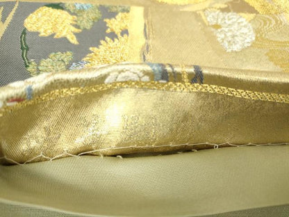 平和屋着物▼六通柄袋帯　束ね熨斗文　金銀糸　引箔　正絹　逸品　DABH6462az