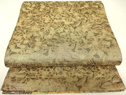 平和屋着物▼両面　六通柄袋帯　舞蝶花文　金糸　正絹　逸品　DABH6470az