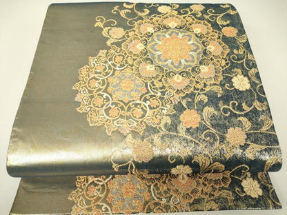 平和屋着物▼六通柄袋帯　宝相華文　金糸　引箔　正絹　逸品　DABH6475az
