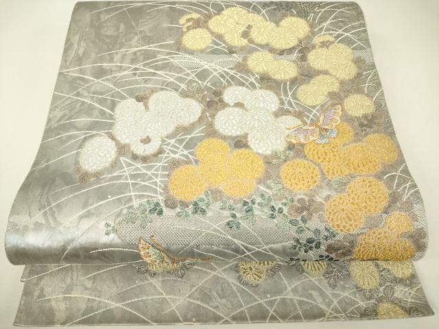 平和屋着物▼西陣　とみや織物謹製　とみや帯　六通柄袋帯　花語り　引箔　金銀糸　正絹　逸品　DABH6482az