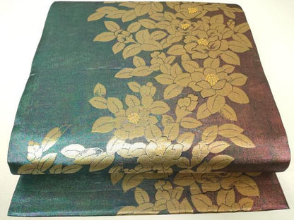 平和屋着物▼両面　六通柄袋帯　舞花文　金糸　正絹　逸品　DABH6497az