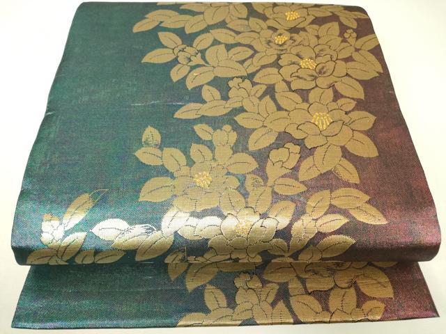 平和屋着物▼両面　六通柄袋帯　舞花文　金糸　正絹　逸品　DABH6497az