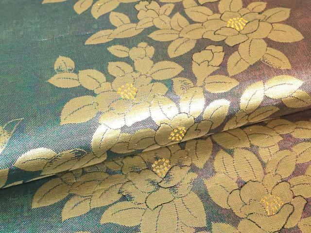 平和屋着物▼両面　六通柄袋帯　舞花文　金糸　正絹　逸品　DABH6497az