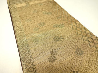 平和屋着物▼両面　六通柄袋帯　舞花文　金糸　正絹　逸品　DABH6497az