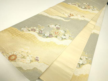 平和屋着物▼六通柄袋帯　正倉院花文　金銀糸　正絹　逸品　DABH6500az