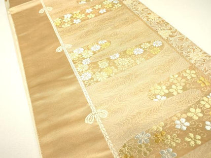 平和屋本店▼六通柄袋帯　本金箔　彫金　霞取り花文　正絹　逸品　DABH6501az