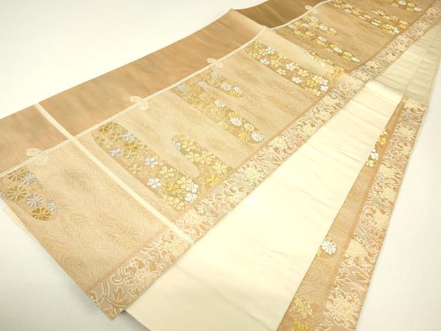 平和屋本店▼六通柄袋帯　本金箔　彫金　霞取り花文　正絹　逸品　DABH6501az