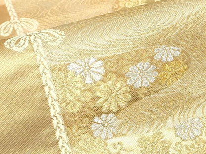 平和屋本店▼六通柄袋帯　本金箔　彫金　霞取り花文　正絹　逸品　DABH6501az