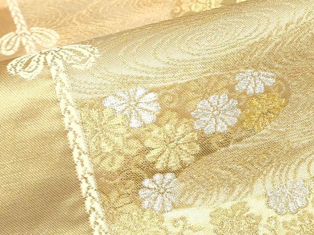 平和屋本店▼六通柄袋帯　本金箔　彫金　霞取り花文　正絹　逸品　DABH6501az
