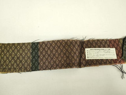 平和屋着物▼両面　六通柄袋帯　正倉院花文　金糸　反端付き　正絹　逸品　DABH6502az