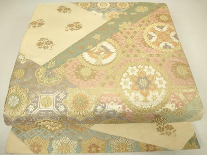 平和屋着物▼六通柄袋帯　正倉院名物裂花文　金銀糸　正絹　逸品　DABH6541az
