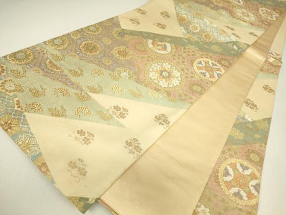 平和屋着物▼六通柄袋帯　正倉院名物裂花文　金銀糸　正絹　逸品　DABH6541az