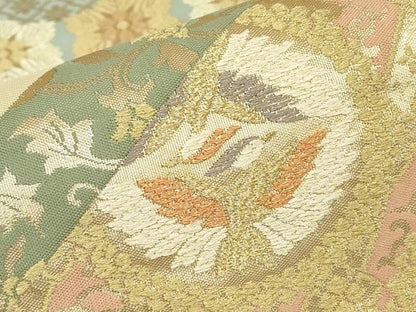 平和屋着物▼六通柄袋帯　正倉院名物裂花文　金銀糸　正絹　逸品　DABH6541az