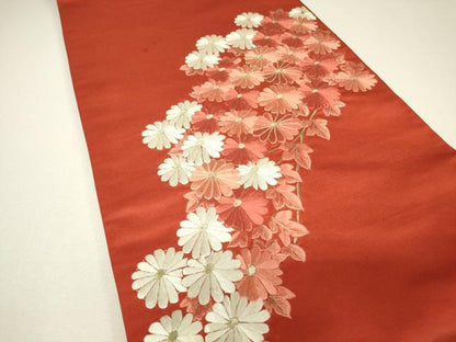 平和屋着物▼総刺繍　太鼓柄袋帯　駒刺繍　菊文　金糸　正絹　逸品　DABH6549az