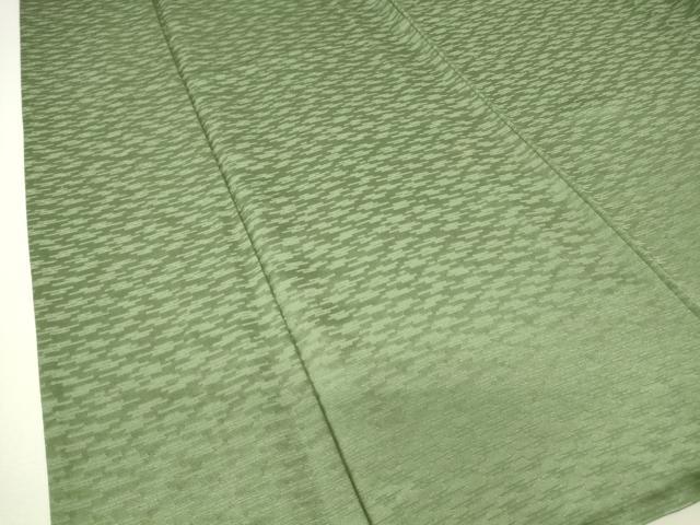平和屋着物▽上質な色無地　単衣　霞地紋　千草色　正絹　逸品　DABH6555az