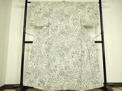 平和屋着物▽上質な小紋　単衣　籬風景花文　正絹　逸品　DABH6558az