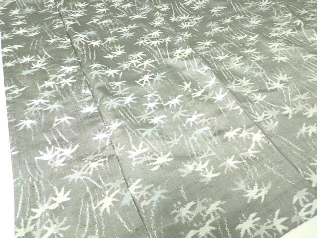 平和屋着物▽上質な紬　単衣　笹竹文　正絹　逸品　DABH6561az