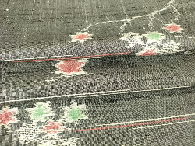 平和屋着物▽上質な紬　単衣　楓文　正絹　逸品　DABH6562az
