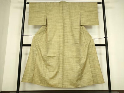 平和屋着物▽上質な紬　単衣　格子　正絹　逸品　DABH6563az