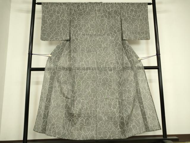平和屋着物▽上質な紬　単衣　花尽くし　正絹　逸品　DABH6565az