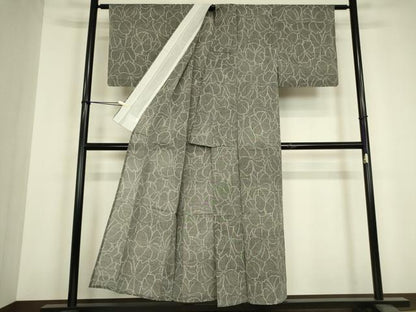 平和屋着物▽上質な紬　単衣　花尽くし　正絹　逸品　DABH6565az