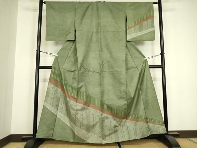平和屋着物▽訪問着　本場染大島紬　単衣　吉祥文様　正絹　逸品DABH6566az