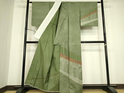 平和屋着物▽訪問着　本場染大島紬　単衣　吉祥文様　正絹　逸品DABH6566az