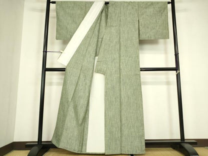 平和屋着物▽上質な紬　単衣　幾何学文　正絹　逸品　DABH6568az