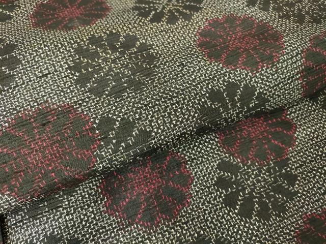 平和屋着物▽上質な紬　単衣　菊尽くし　正絹　逸品　DABH6569az