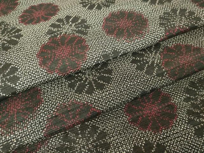 平和屋着物▽上質な紬　単衣　菊尽くし　正絹　逸品　DABH6569az