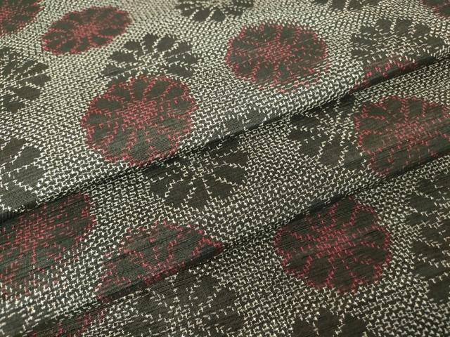 平和屋着物▽上質な紬　単衣　菊尽くし　正絹　逸品　DABH6569az