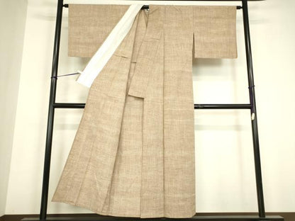 平和屋着物▽上質な紬　単衣　霞文　正絹　逸品　DABH6573az