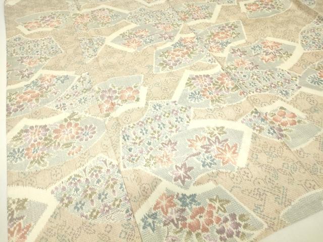 平和屋着物▽上質な紬　単衣　地紙花文　正絹　逸品　DABH6579az