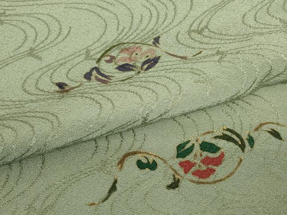 平和屋着物▽上質な小紋　単衣　絞り　流水花文　金彩　正絹　逸品　DABH6582az