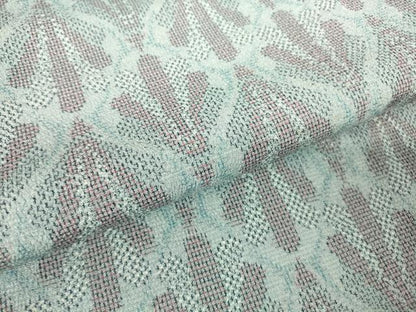 平和屋着物▽本塩沢　やまだ織　単衣　若松葉文　証紙付き　正絹　逸品　DABH6585az