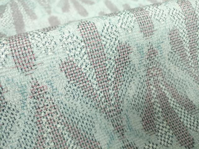 平和屋着物▽本塩沢　やまだ織　単衣　若松葉文　証紙付き　正絹　逸品　DABH6585az