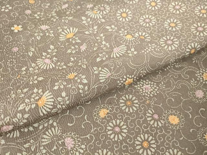 平和屋着物▽上質な小紋　単衣　型染め　菊唐草文　正絹　逸品　DABH6589az