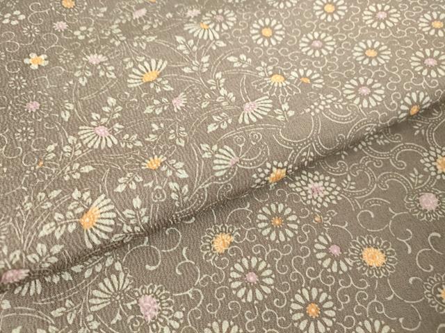 平和屋着物▽上質な小紋　単衣　型染め　菊唐草文　正絹　逸品　DABH6589az