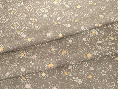 平和屋着物▽上質な小紋　単衣　型染め　菊唐草文　正絹　逸品　DABH6589az