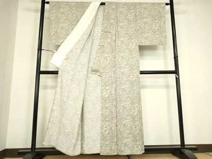 平和屋着物▽上質な小紋　単衣　更紗花文　正絹　逸品　DABH6592az