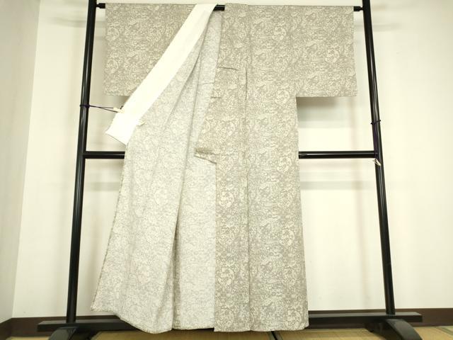 平和屋着物▽上質な小紋　単衣　更紗花文　正絹　逸品　DABH6592az