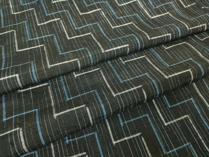 平和屋着物▽上質な紬 単衣 幾何学文 黒地 正絹 逸品 DABH6594az