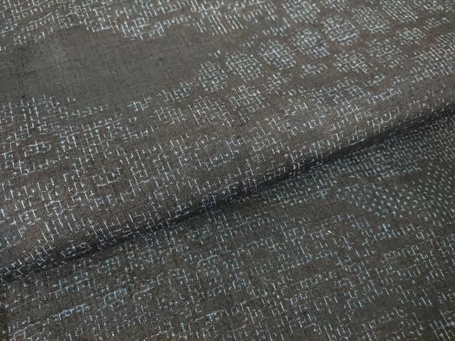 平和屋着物▽結城紬　単衣　雲取り青海波文　80亀甲　正絹　逸品　DABH6597az