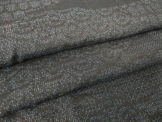 平和屋着物▽結城紬　単衣　雲取り青海波文　80亀甲　正絹　逸品　DABH6597az