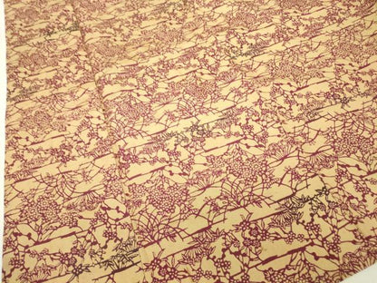 平和屋着物▽上質な小紋　単衣　型染め　草花文　お召縮緬　正絹　逸品　DABH6598az