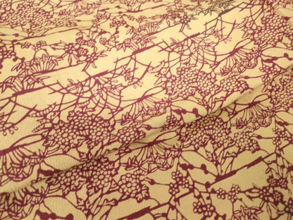 平和屋着物▽上質な小紋　単衣　型染め　草花文　お召縮緬　正絹　逸品　DABH6598az