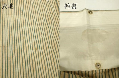 平和屋着物▽上質な紬　単衣　縞　正絹　逸品　DABH6601az